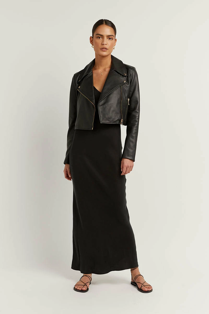 DISSH ZOE BLACK LEATHER CROPPED JACKET 1 DISSH ZOE BLACK LEATHER CROPPED JACKET