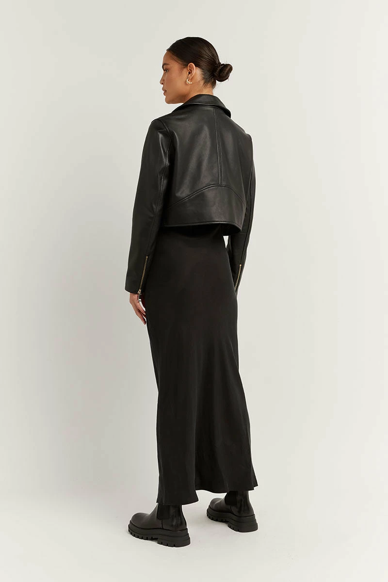 DISSH ZOE BLACK LEATHER CROPPED JACKET 4 DISSH ZOE BLACK LEATHER CROPPED JACKET - Image 4