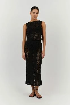 DISSH CLOVER BLACK CROCHET TOP