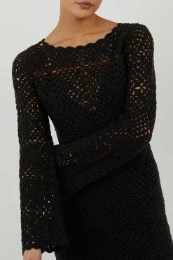 DISSH CLOVER BLACK CROCHET MINI DRESS -DISSH all-clothing Shop DTA11006BK.600 10