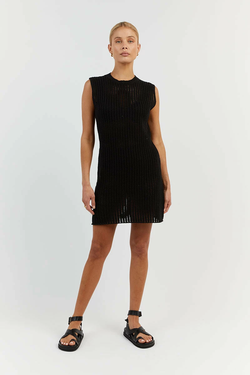 DISSH DENNY BLACK CROCHET MINI DRESS 1 DISSH DENNY BLACK CROCHET MINI DRESS