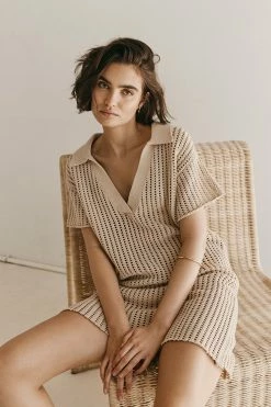 DISSH DENNY WHEAT CROCHET MINI DRESS