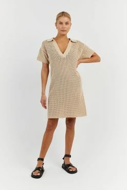DISSH DENNY WHEAT CROCHET MINI DRESS -DISSH all-clothing Shop DUF11016WHE.190 11