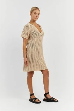 DISSH DENNY WHEAT CROCHET MINI DRESS -DISSH all-clothing Shop DUF11016WHE.190 12