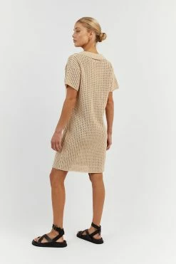 DISSH DENNY WHEAT CROCHET MINI DRESS -DISSH all-clothing Shop DUF11016WHE.190 13