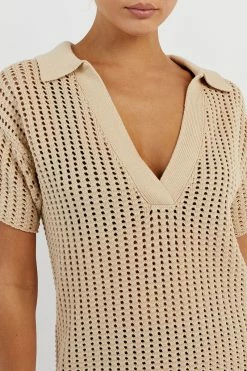 DISSH DENNY WHEAT CROCHET MINI DRESS -DISSH all-clothing Shop DUF11016WHE.190 14