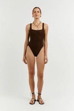 DISSH AMAYA CHOC SQUARE NECK ONE PIECE