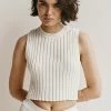 DISSH ADA OFF WHITE CROPPED KNIT TOP