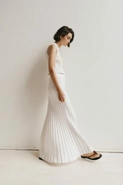 DISSH ADA OFF WHITE KNIT MIDI SKIRT