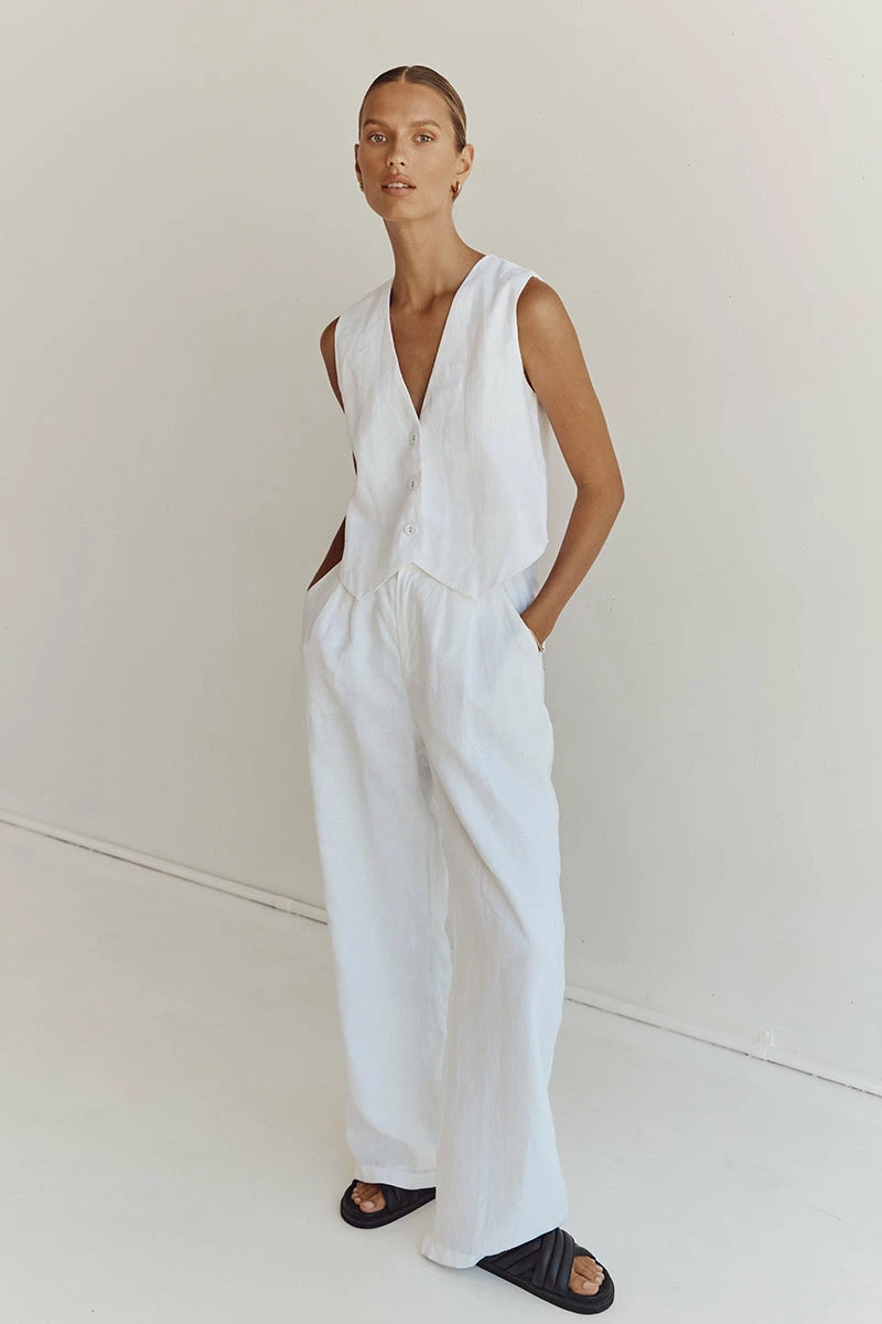 DISSH NORAH WHITE LINEN PANT 1 DISSH NORAH WHITE LINEN PANT