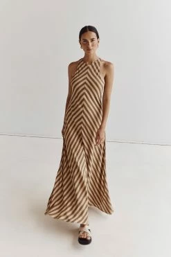 DISSH CLEMENCE BEIGE VISCOSE MIDI DRESS