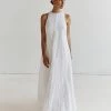 DISSH GEORGIE WHITE LINEN HIGH NECK DRESS