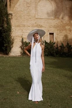 DISSH AISLE WHITE LINEN HIGH NECK DRESS -DISSH all-clothing Shop LW 8937