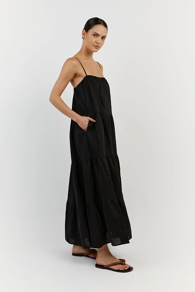 DISSH KINGSLEY BLACK LINEN MIDI DRESS 4 DISSH KINGSLEY BLACK LINEN MIDI DRESS - Image 4