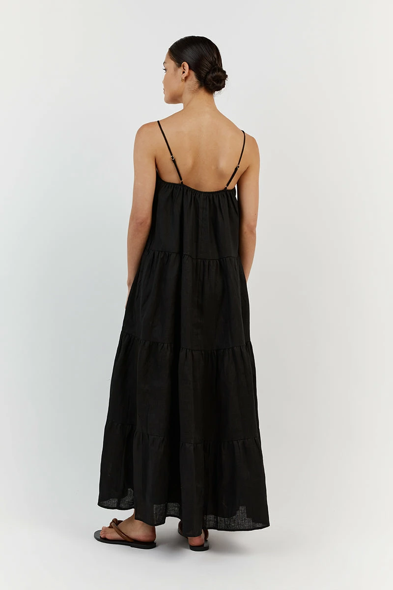 DISSH KINGSLEY BLACK LINEN MIDI DRESS 5 DISSH KINGSLEY BLACK LINEN MIDI DRESS - Image 5