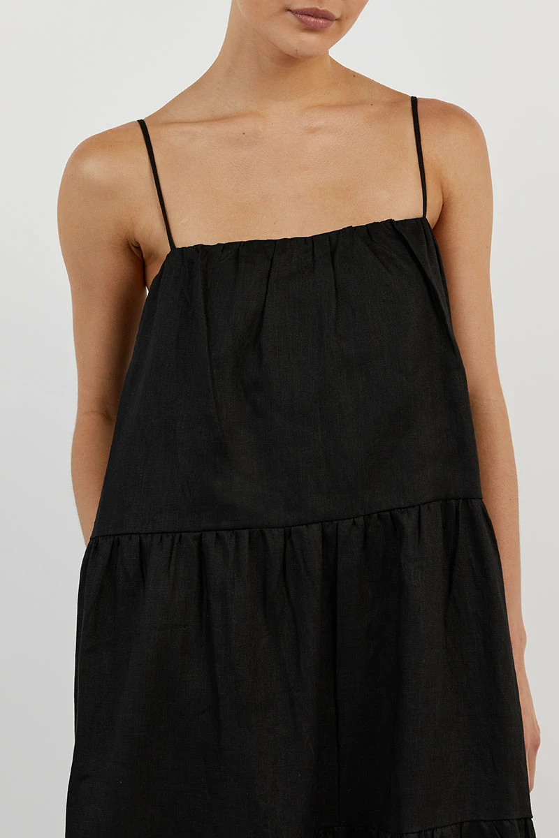 DISSH KINGSLEY BLACK LINEN MIDI DRESS 6 DISSH KINGSLEY BLACK LINEN MIDI DRESS - Image 6