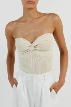 DISSH ANIKA TWISTED CREAM KNIT TOP -DISSH all-clothing Shop WES04181CRE.140 14