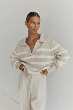 DISSH COLBIE CREAM STRIPE KNIT JUMPER