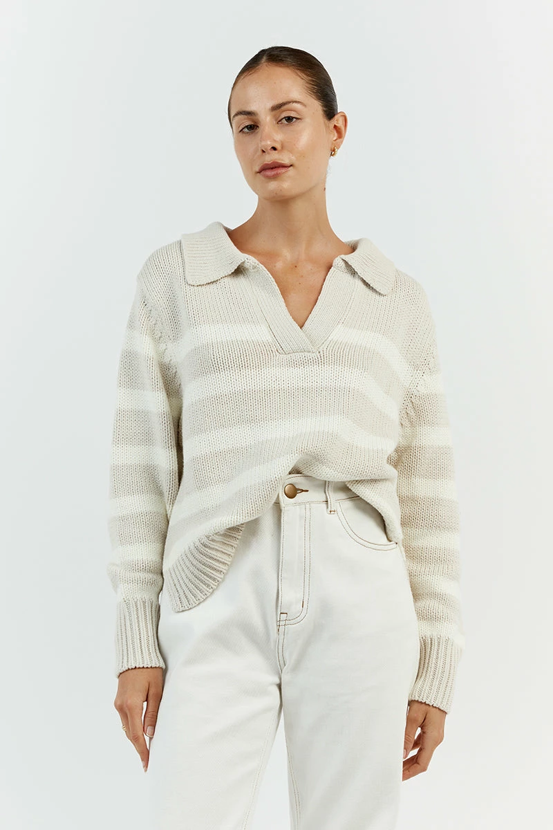 DISSH COLBIE CREAM STRIPE KNIT JUMPER 3 DISSH COLBIE CREAM STRIPE KNIT JUMPER - Image 3