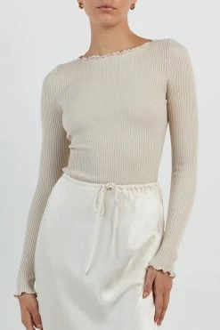 DISSH SOPHIA STONE LONG SLEEVE TOP 9 DISSH SOPHIA STONE LONG SLEEVE TOP -DISSH all-clothing Shop WES04278STO.175 14