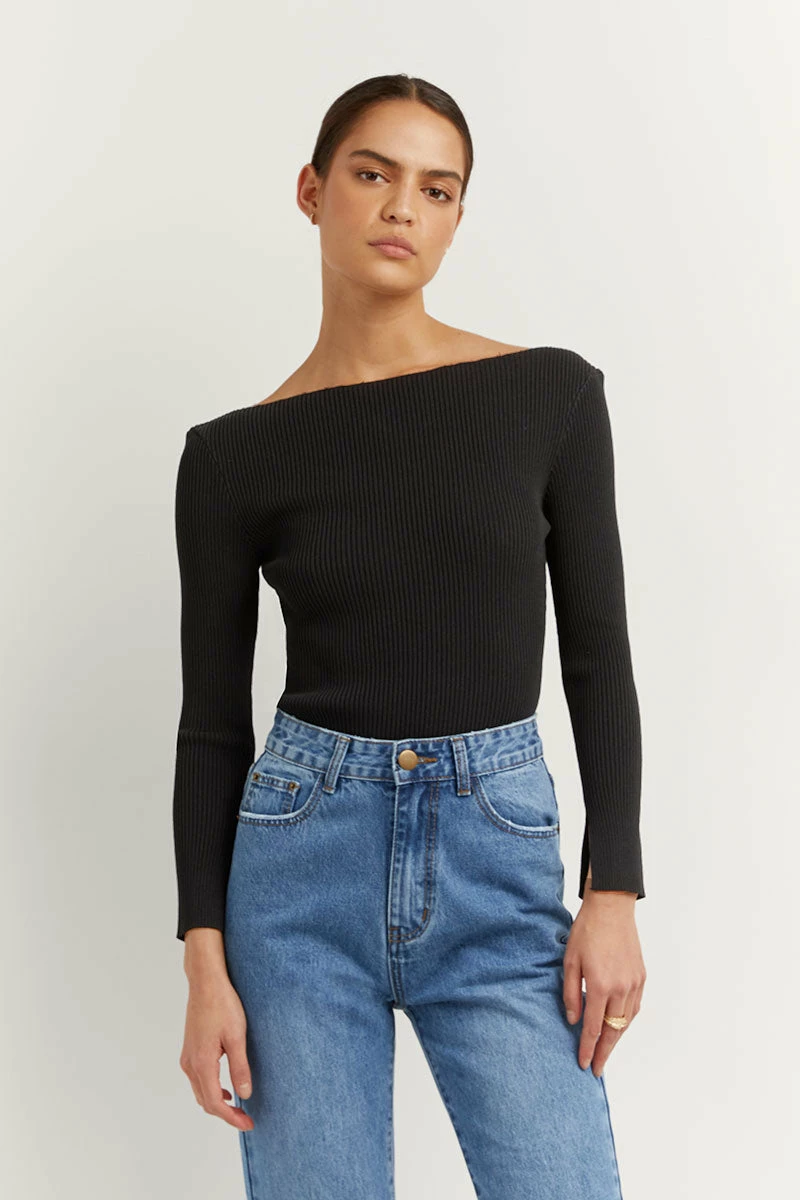 DISSH ARIA BLACK KNIT SLEEVED TOP 1 DISSH ARIA BLACK KNIT SLEEVED TOP