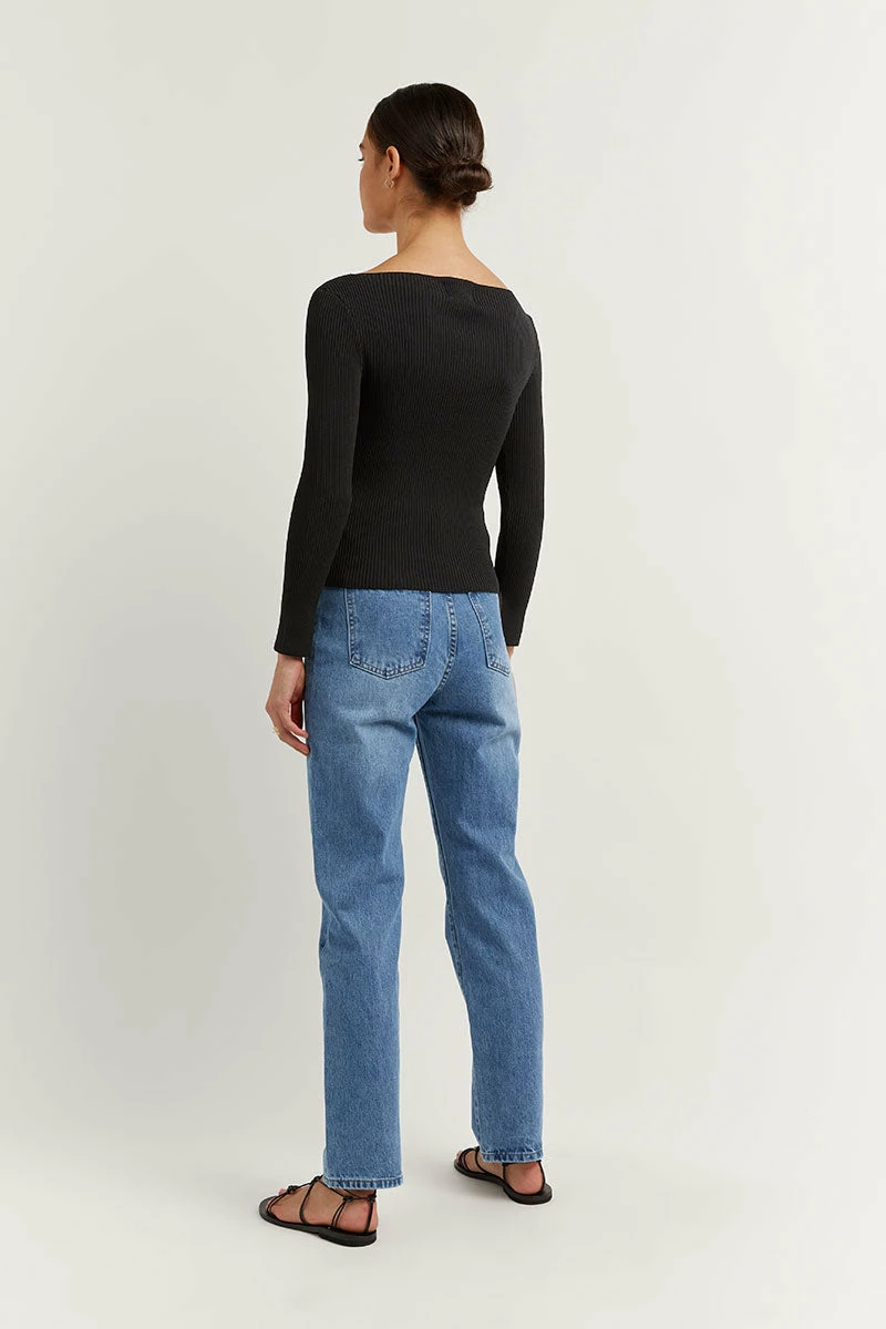 DISSH ARIA BLACK KNIT SLEEVED TOP 4 DISSH ARIA BLACK KNIT SLEEVED TOP - Image 4