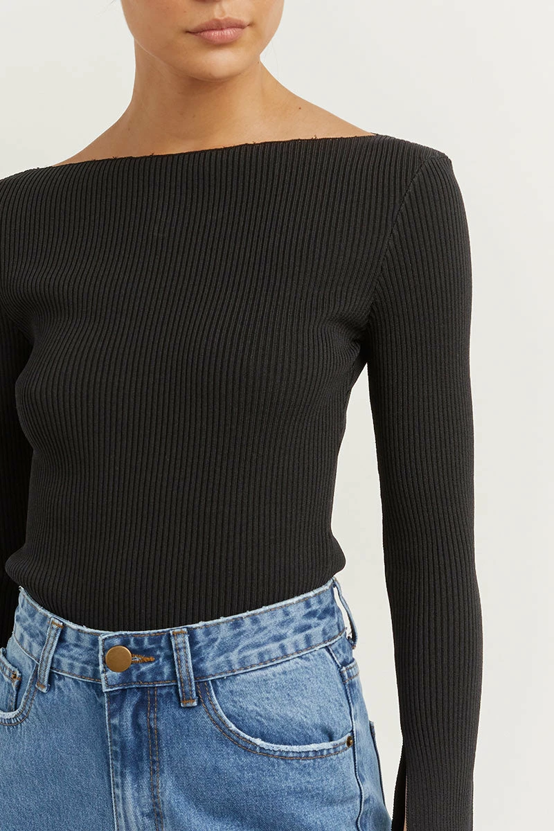 DISSH ARIA BLACK KNIT SLEEVED TOP 5 DISSH ARIA BLACK KNIT SLEEVED TOP - Image 5