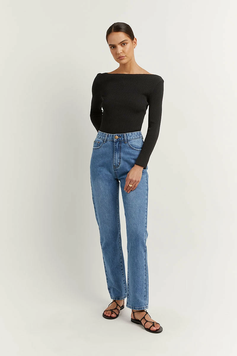 DISSH ARIA BLACK KNIT SLEEVED TOP 2 DISSH ARIA BLACK KNIT SLEEVED TOP - Image 2