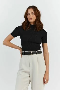 DISSH DONNA BLACK SHORT SLEEVE KNIT TOP 8 DISSH DONNA BLACK SHORT SLEEVE KNIT TOP -DISSH all-clothing Shop WES04300BK.600 11