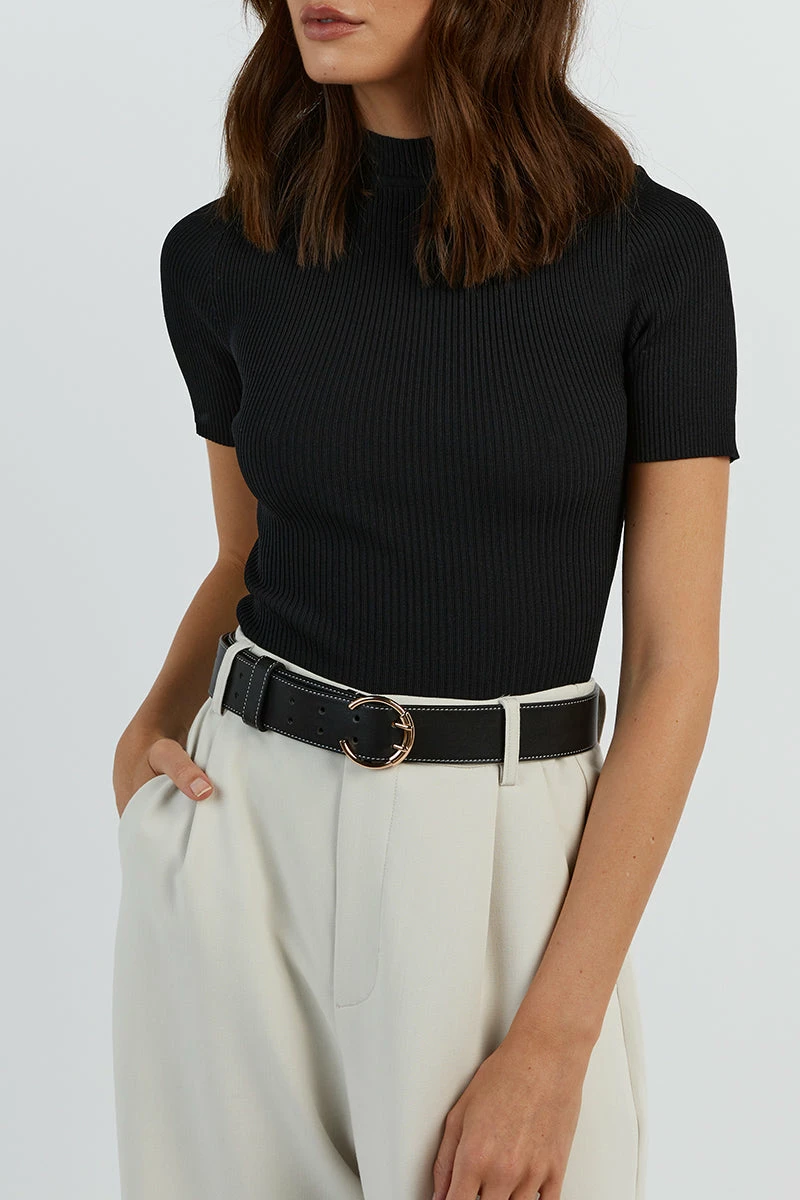 DISSH DONNA BLACK SHORT SLEEVE KNIT TOP 6 DISSH DONNA BLACK SHORT SLEEVE KNIT TOP - Image 6