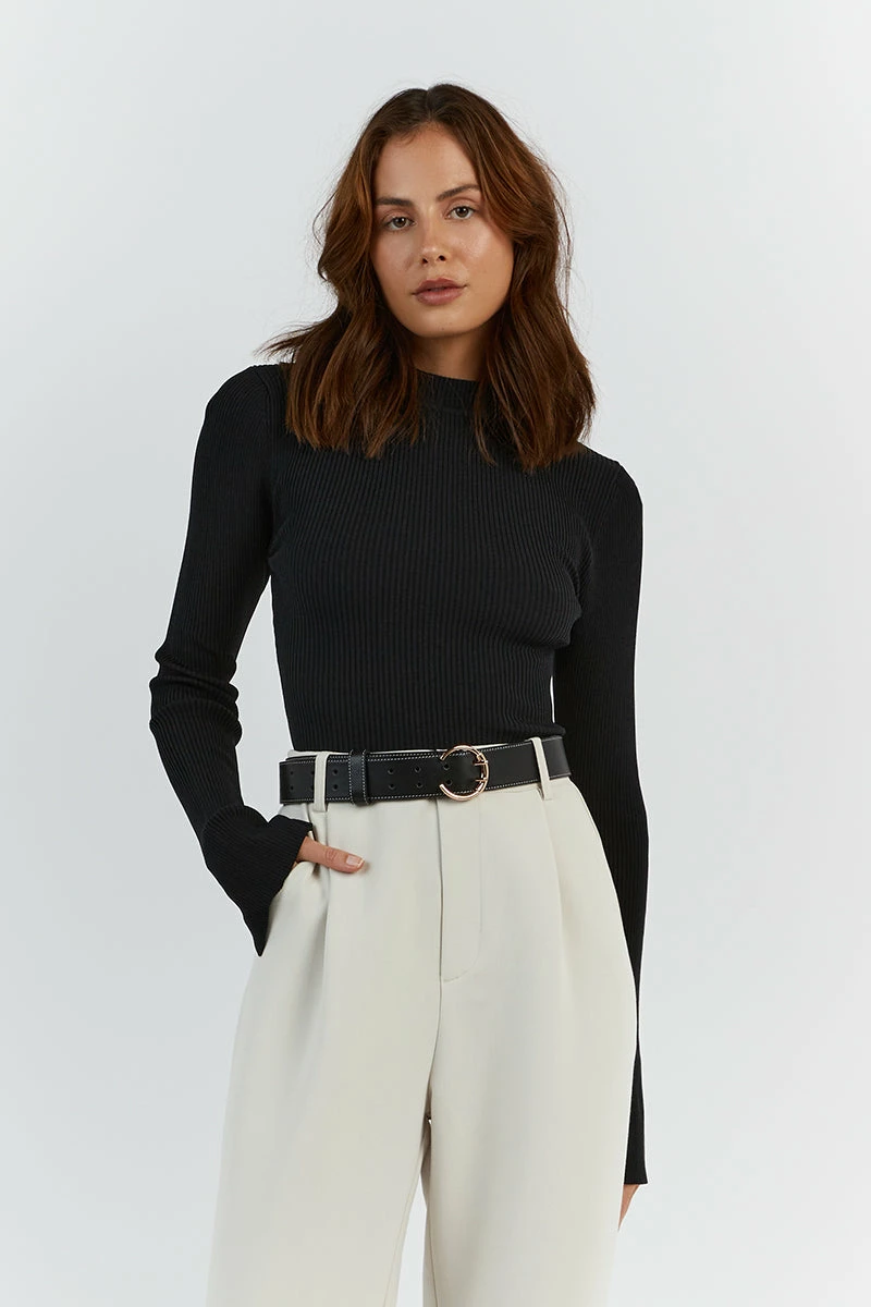 DISSH DONNA BLACK SLEEVED KNIT TOP 2 DISSH DONNA BLACK SLEEVED KNIT TOP - Image 2