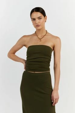 DISSH CARRIE OLIVE BANDEAU KNIT TOP