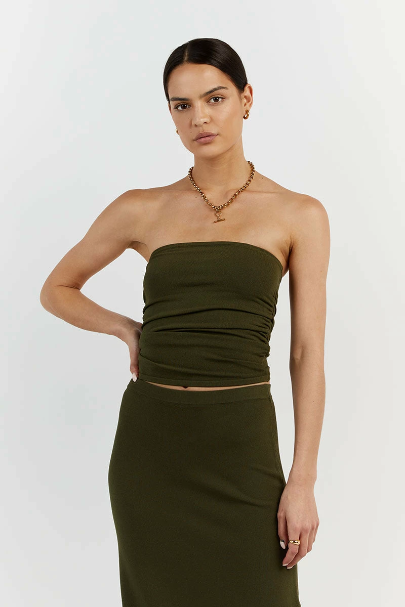 DISSH CARRIE OLIVE BANDEAU KNIT TOP 1 DISSH CARRIE OLIVE BANDEAU KNIT TOP