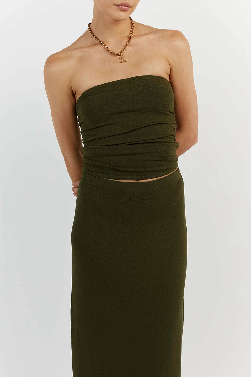 DISSH CARRIE OLIVE BANDEAU KNIT TOP 5 DISSH CARRIE OLIVE BANDEAU KNIT TOP - Image 5