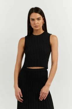DISSH ADA BLACK SLEEVELESS KNIT TOP