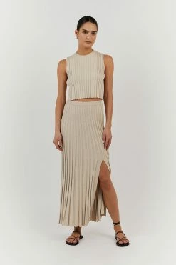 DISSH ADA STONE SLEEVELESS KNIT TOP