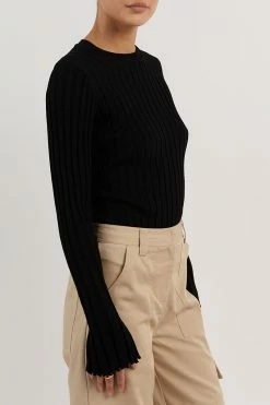 DISSH ADA BLACK LONG SLEEVE KNIT TOP -DISSH all-clothing Shop WES04354BK.600 4