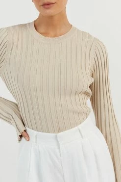 DISSH ADA STONE LONG SLEEVE KNIT TOP 9 DISSH ADA STONE LONG SLEEVE KNIT TOP -DISSH all-clothing Shop WES04354STO.175 14