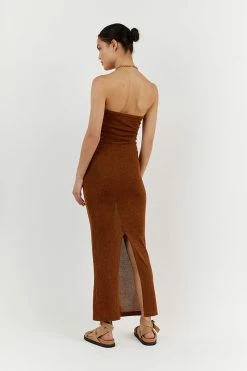 DISSH NICO BURNT ORANGE METALLIC MIDI DRESS -DISSH all-clothing Shop WES04374BOR.281 3