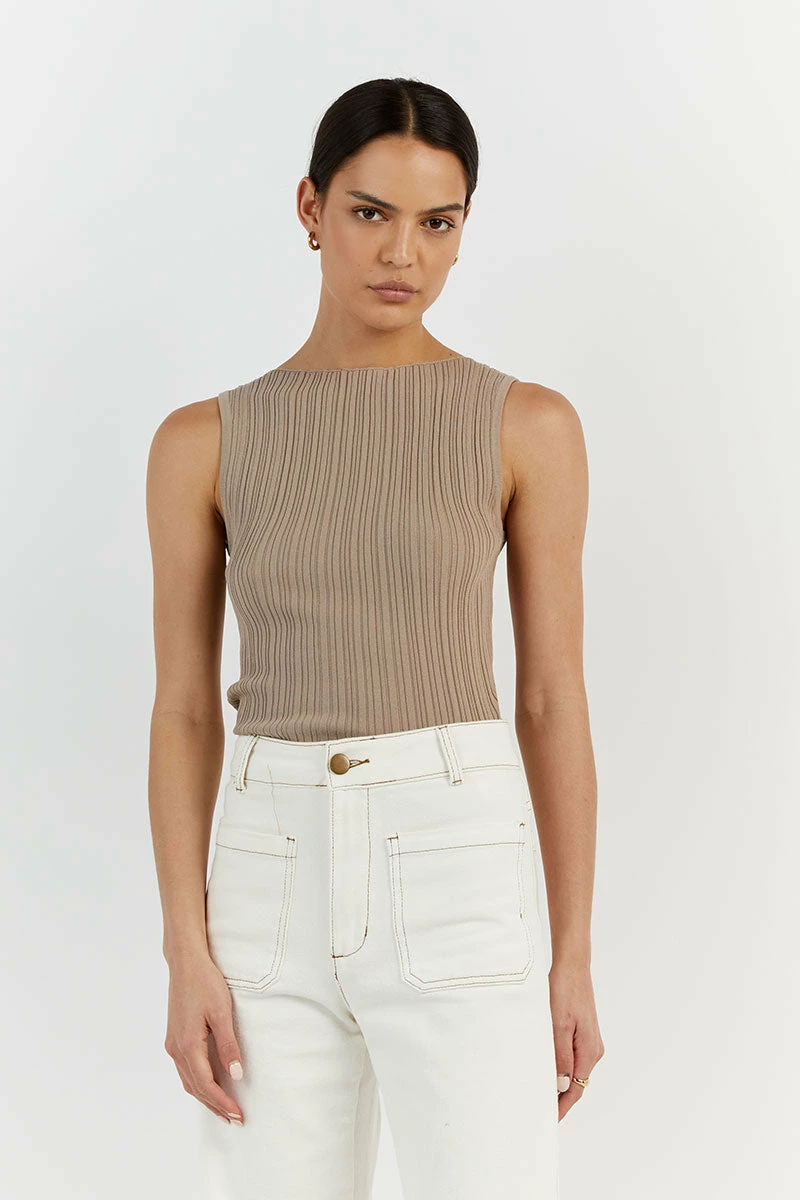 DISSH SIENNA TAUPE KNIT TANK 3 DISSH SIENNA TAUPE KNIT TANK - Image 3