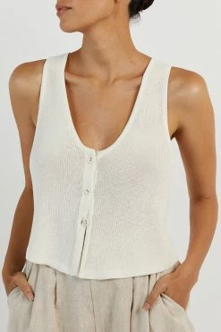 DISSH ASHER OFF WHITE VEST TOP 9 DISSH ASHER OFF WHITE VEST TOP -DISSH all-clothing Shop WES04402OW.105 14