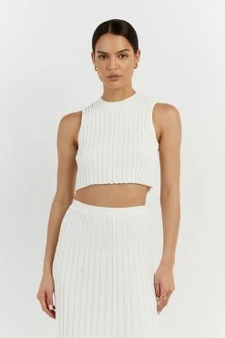 DISSH ADA OFF WHITE CROPPED KNIT TOP 8 DISSH ADA OFF WHITE CROPPED KNIT TOP -DISSH all-clothing Shop WES04407OW.105 1