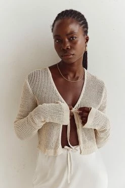 DISSH OPHELIA NATURAL CROCHET CARDIGAN