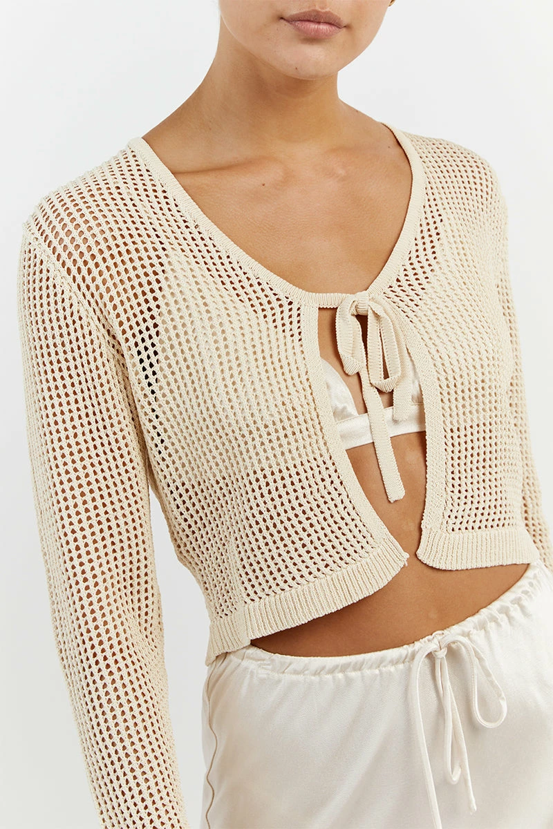 DISSH OPHELIA NATURAL CROCHET CARDIGAN 6 DISSH OPHELIA NATURAL CROCHET CARDIGAN - Image 6