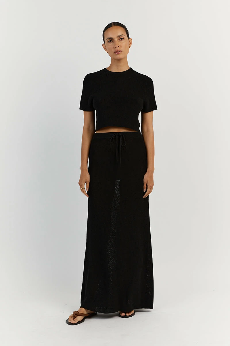 DISSH ASHER BLACK KNIT CROPPED TEE 2 DISSH ASHER BLACK KNIT CROPPED TEE - Image 2