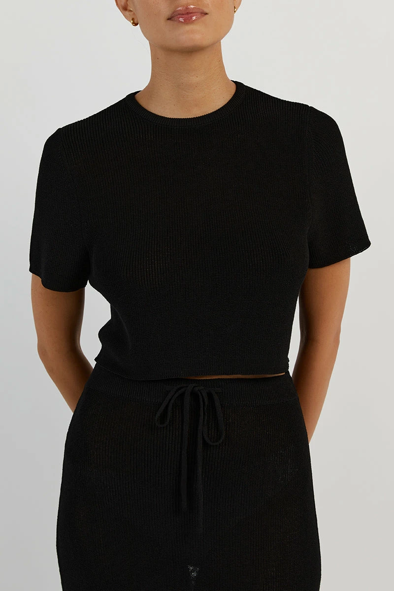 DISSH ASHER BLACK KNIT CROPPED TEE 6 DISSH ASHER BLACK KNIT CROPPED TEE - Image 6