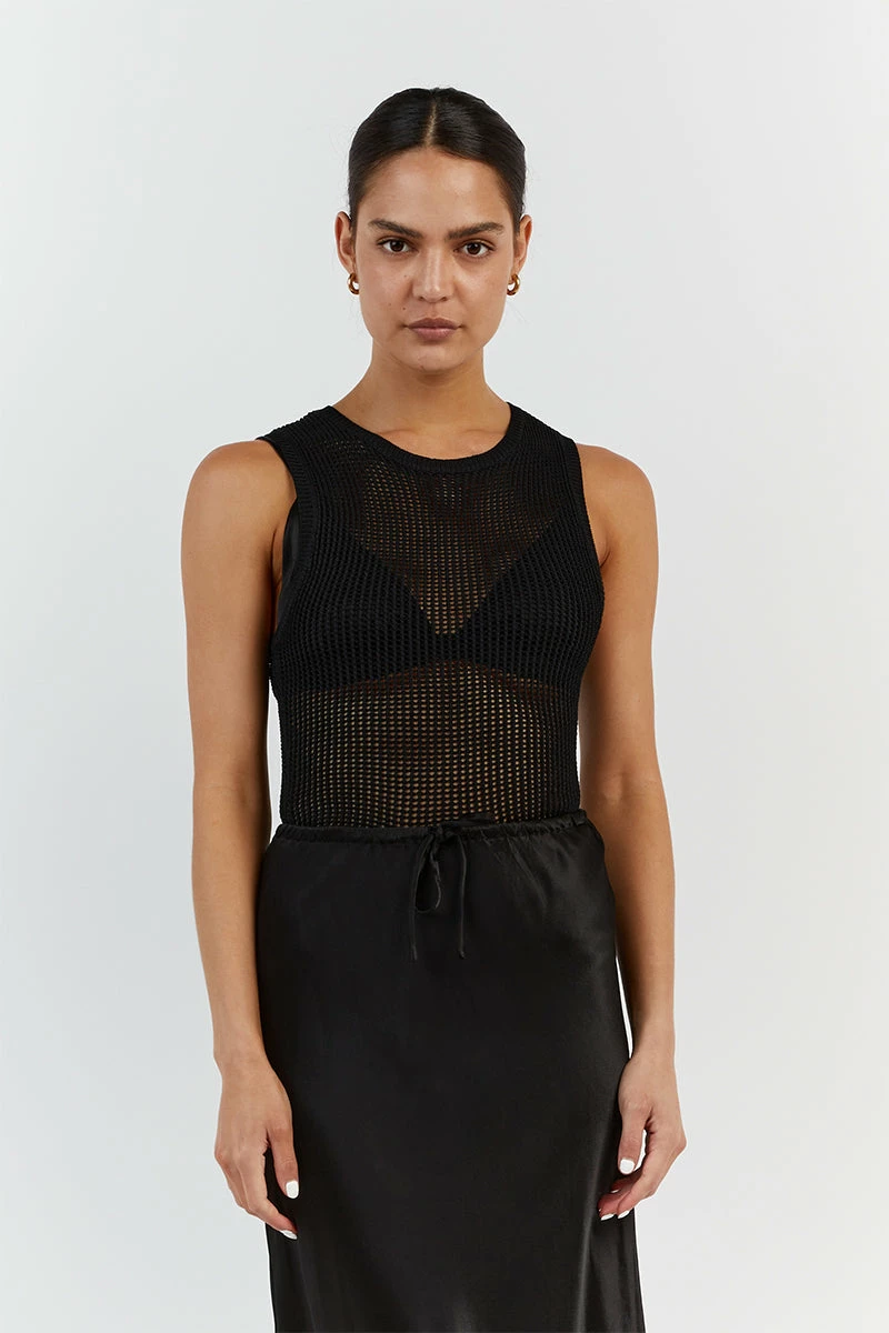 DISSH OPHELIA BLACK CROCHET TANK 3 DISSH OPHELIA BLACK CROCHET TANK - Image 3
