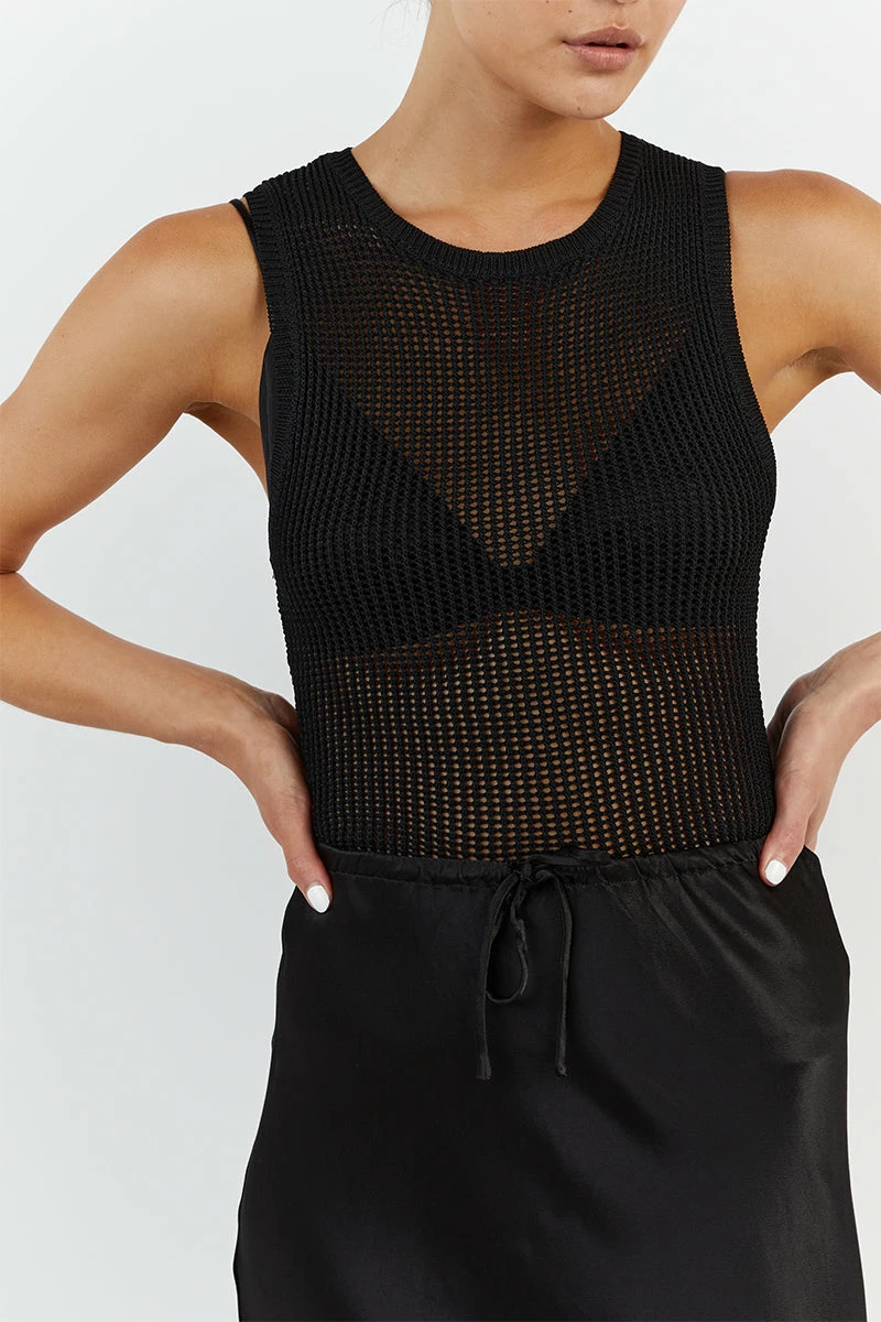 DISSH OPHELIA BLACK CROCHET TANK 5 DISSH OPHELIA BLACK CROCHET TANK - Image 5