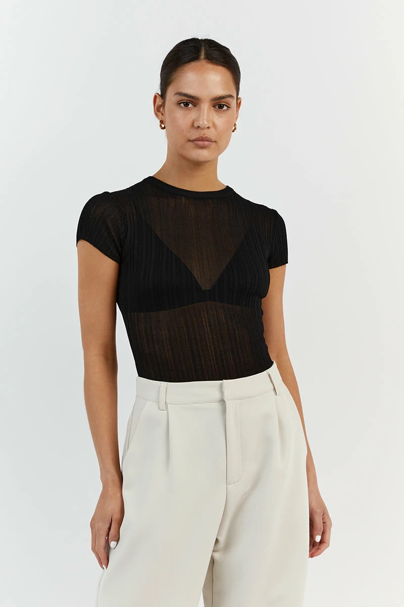 DISSH HARPER BLACK CAP SLEEVE TOP 2 DISSH HARPER BLACK CAP SLEEVE TOP - Image 2