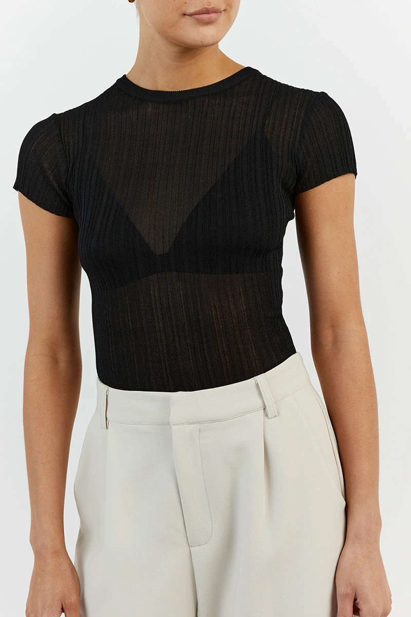 DISSH HARPER BLACK CAP SLEEVE TOP 4 DISSH HARPER BLACK CAP SLEEVE TOP - Image 4